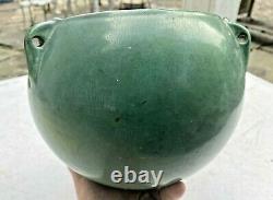 Vintage Matte Green Mission Arts & Crafts Hanging Art Pottery Planter Vase