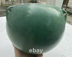 Vintage Matte Green Mission Arts & Crafts Hanging Art Pottery Planter Vase