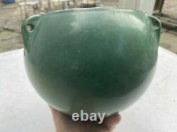 Vintage Matte Green Mission Arts & Crafts Hanging Art Pottery Planter Vase