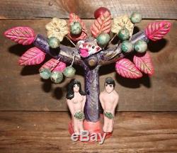 Vintage Mexican Pottery ARTS AND CRAFTS Folk Art Tree of Life Adam and Eve