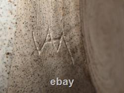 Vintage Mid Century Modern Studio Art Pottery Vase Drip Glaze Signed VAM Ex