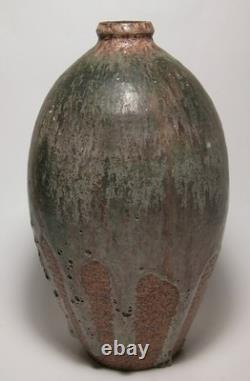 Vintage Mid Century Modern Studio Art Pottery Vase Drip Glaze Stoneware LBO