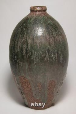 Vintage Mid Century Modern Studio Art Pottery Vase Drip Glaze Stoneware LBO