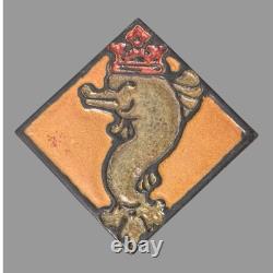 Vintage Mission Arts & Crafts Style Art Pottery 6 Tile Dolphin with Crown