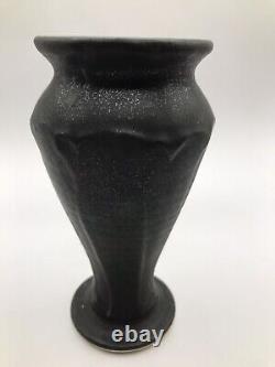 Vintage PEWABIC Art Pottery Arts Crafts Black Vase 1994 stamped DETROIT