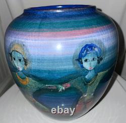 Vintage Polia Pillin Art Pottery Vase Dancing Figures 7.5 Tall