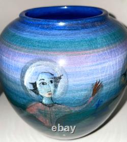 Vintage Polia Pillin Art Pottery Vase Dancing Figures 7.5 Tall