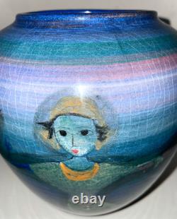Vintage Polia Pillin Art Pottery Vase Dancing Figures 7.5 Tall