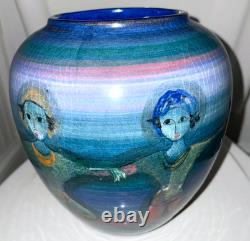 Vintage Polia Pillin Art Pottery Vase Dancing Figures 7.5 Tall