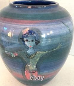 Vintage Polia Pillin Art Pottery Vase Dancing Figures 7.5 Tall