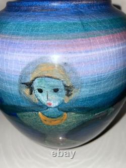 Vintage Polia Pillin Art Pottery Vase Dancing Figures 7.5 Tall