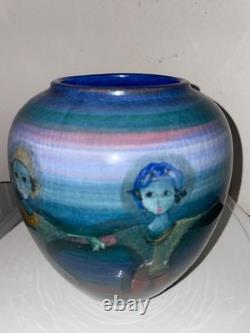 Vintage Polia Pillin Art Pottery Vase Dancing Figures 7.5 Tall