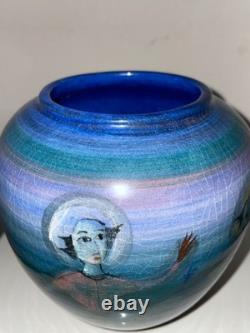 Vintage Polia Pillin Art Pottery Vase Dancing Figures 7.5 Tall