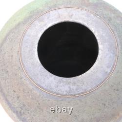 Vintage Raku Pottery Vessel Vase Urn Irridescent Accents Estate Find MC Signed