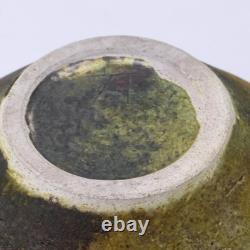 Vintage Raku Pottery Vessel Vase Urn Irridescent Accents Estate Find MC Signed