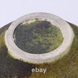 Vintage Raku Pottery Vessel Vase Urn Irridescent Accents Estate Find MC Signed