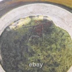 Vintage Raku Pottery Vessel Vase Urn Irridescent Accents Estate Find MC Signed