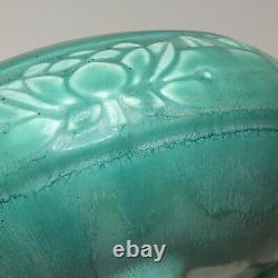 Vintage Rookwood Pottery Bowl Arts and Crafts 1929 Aqua #1351 Waterlilies Footed
