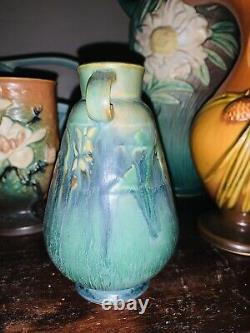Vintage Roseville Pottery Baneda 1932 Green Arts And Crafts Vase 602-6