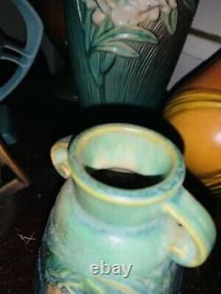 Vintage Roseville Pottery Baneda 1932 Green Arts And Crafts Vase 602-6