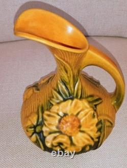 Vintage Roseville Pottery Lot of Four Peony. #3C Creamer. #57-4 Vases. #7-6 Ewer