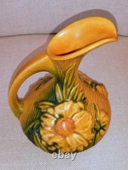 Vintage Roseville Pottery Lot of Four Peony. #3C Creamer. #57-4 Vases. #7-6 Ewer