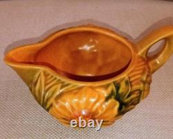 Vintage Roseville Pottery Lot of Four Peony. #3C Creamer. #57-4 Vases. #7-6 Ewer