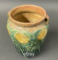 Vintage Roseville Pottery Sunflower Arts & Crafts Doubled Handled Vase #487-6