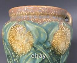 Vintage Roseville Pottery Sunflower Arts & Crafts Doubled Handled Vase #487-6
