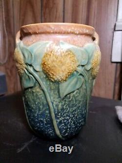 Vintage Roseville Pottery Sunflower Pattern Arts And Craft Vase 6 Tall