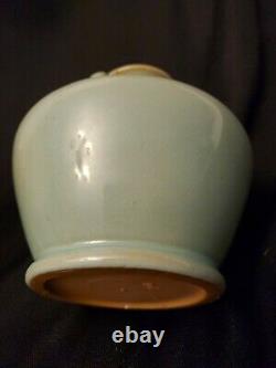 Vintage SELDEN BYBEE Kentucky Arts & Crafts Pottery Green Flower Frog Vase