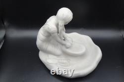 Vintage Signed Van Briggle Pottery Native Maiden Grinding Corn White Satin Glaze