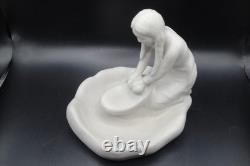 Vintage Signed Van Briggle Pottery Native Maiden Grinding Corn White Satin Glaze