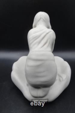 Vintage Signed Van Briggle Pottery Native Maiden Grinding Corn White Satin Glaze