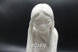Vintage Signed Van Briggle Pottery Native Maiden Grinding Corn White Satin Glaze