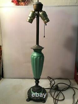 Vintage Stangl Art Pottery 23 Arts & Crafts Lamp Green Mottled Glaze Lqqk Works