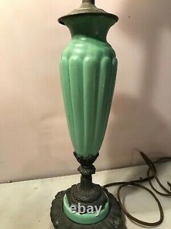 Vintage Stangl Art Pottery 23 Arts & Crafts Lamp Green Mottled Glaze Lqqk Works