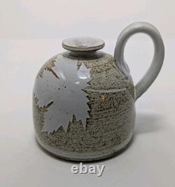 Vintage Studio Pottery Vase, Maple Leaf Signed And Beautiful
