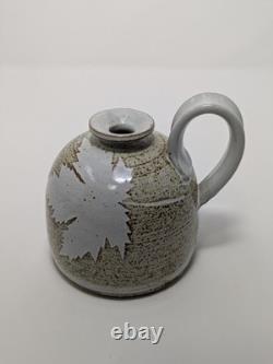 Vintage Studio Pottery Vase, Maple Leaf Signed And Beautiful