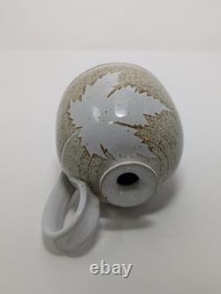 Vintage Studio Pottery Vase, Maple Leaf Signed And Beautiful