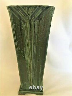 Vintage To Older Arts & Crafts Art Deco Lines Tall Pottery Vase Grueby Era