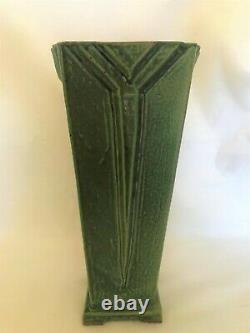 Vintage To Older Arts & Crafts Art Deco Lines Tall Pottery Vase Grueby Era