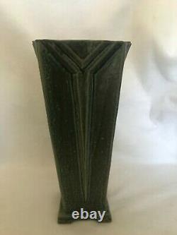 Vintage To Older Arts & Crafts Art Deco Lines Tall Pottery Vase Grueby Era
