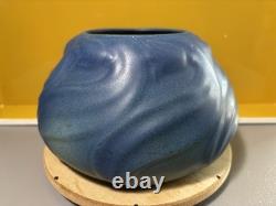 Vintage Van Briggle Pottery Ming Blue #849 Leaves & Flowers Bowl 7.75 Wide