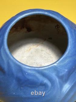 Vintage Van Briggle Pottery Ming Blue #849 Leaves & Flowers Bowl 7.75 Wide