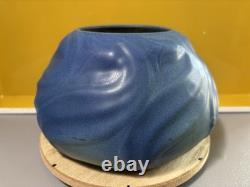 Vintage Van Briggle Pottery Ming Blue #849 Leaves & Flowers Bowl 7.75 Wide