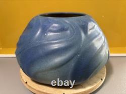 Vintage Van Briggle Pottery Ming Blue #849 Leaves & Flowers Bowl 7.75 Wide