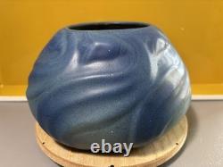 Vintage Van Briggle Pottery Ming Blue #849 Leaves & Flowers Bowl 7.75 Wide
