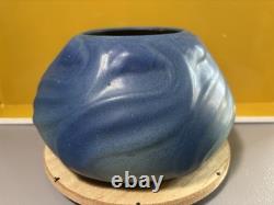 Vintage Van Briggle Pottery Ming Blue #849 Leaves & Flowers Bowl 7.75 Wide