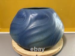 Vintage Van Briggle Pottery Ming Blue #849 Leaves & Flowers Bowl 7.75 Wide